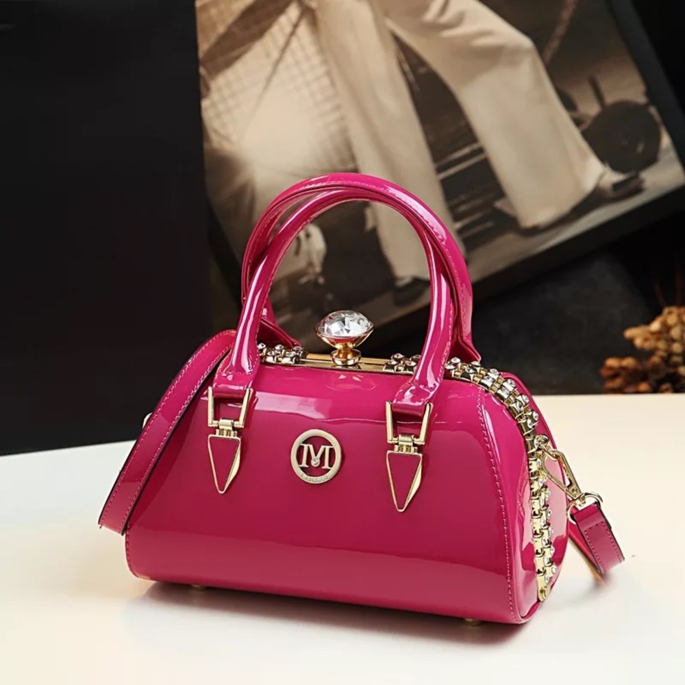Autumn new style patent leather rhinestone